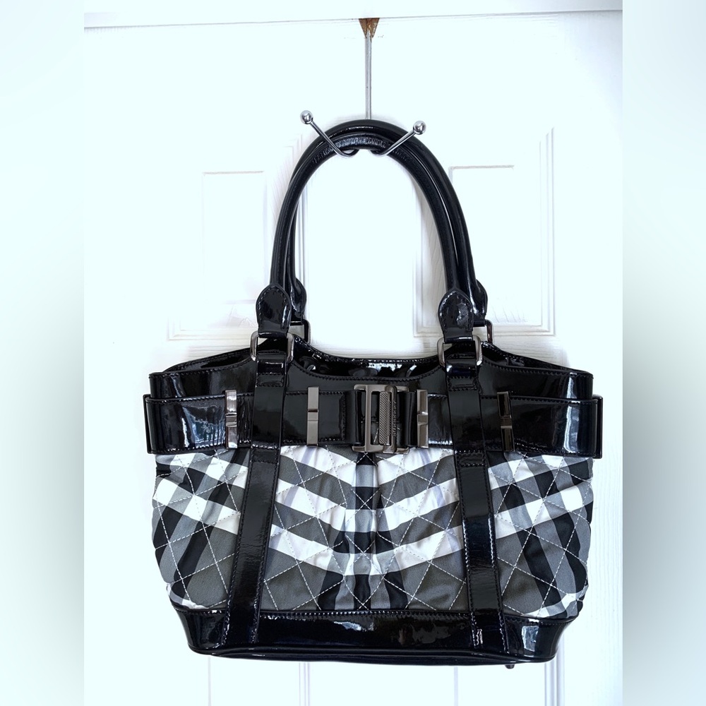 Burberry Black and Gray Checkered Shoulder Bag
